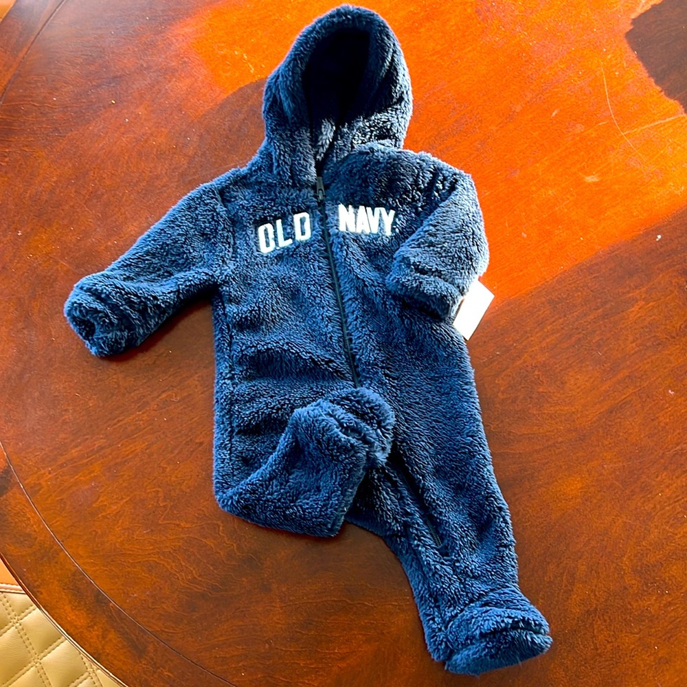 New!! Old Navy Blue Fleece One Piece Jacket Coat Outerwear 3-6 months